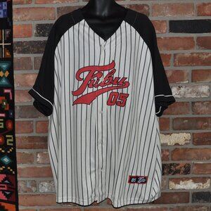 FUBU 05 Black & White Striped Baseball Jersey Short Sleeve Top 4XT